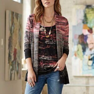 NIC+ZOE Long Sleeve Top Tunic Jersey Stretchy Soft Viscose Abstract Print size L
